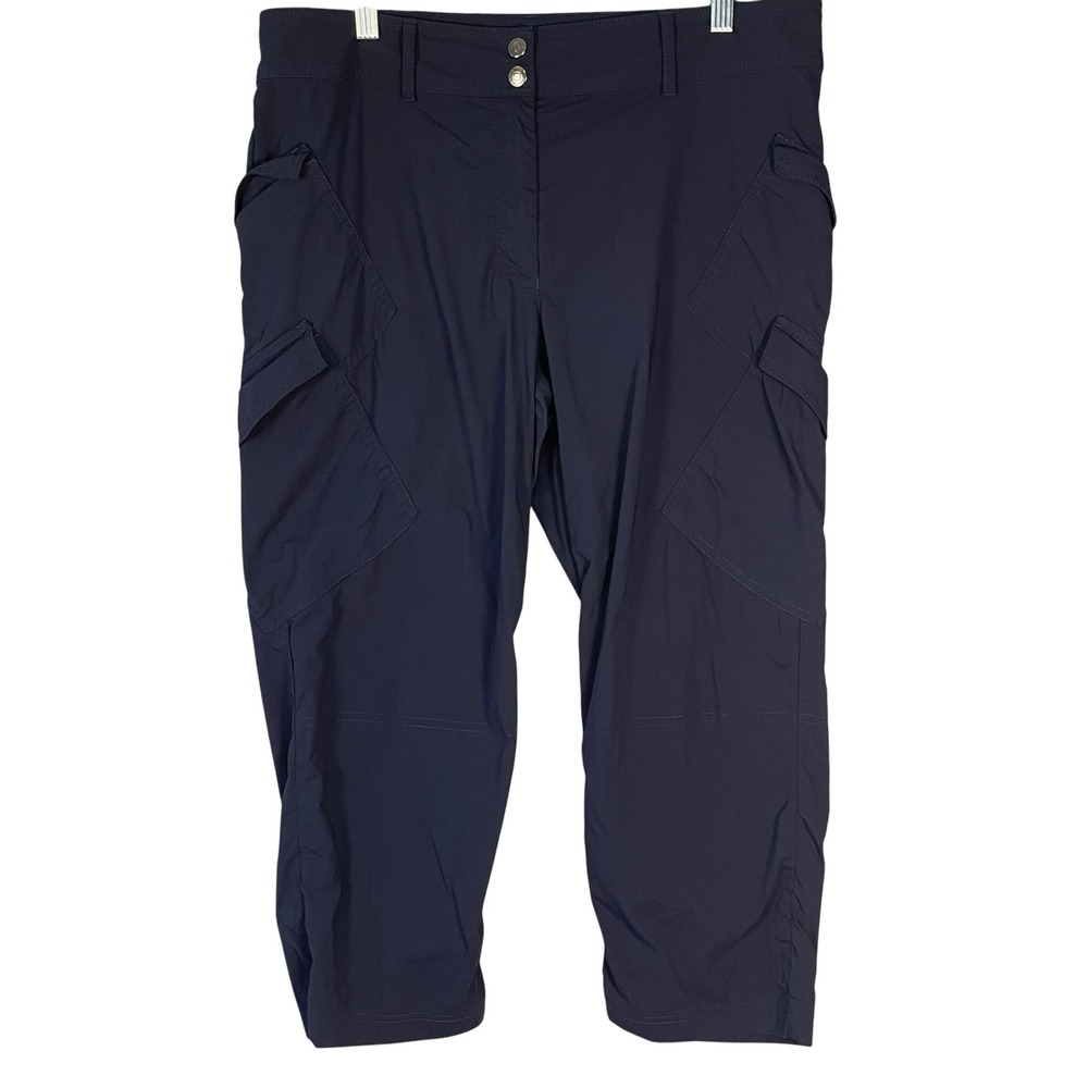 Anatomie Cargo Pants Women L Navy Blue Excellent Cropped Travel Stretch Slim Fit